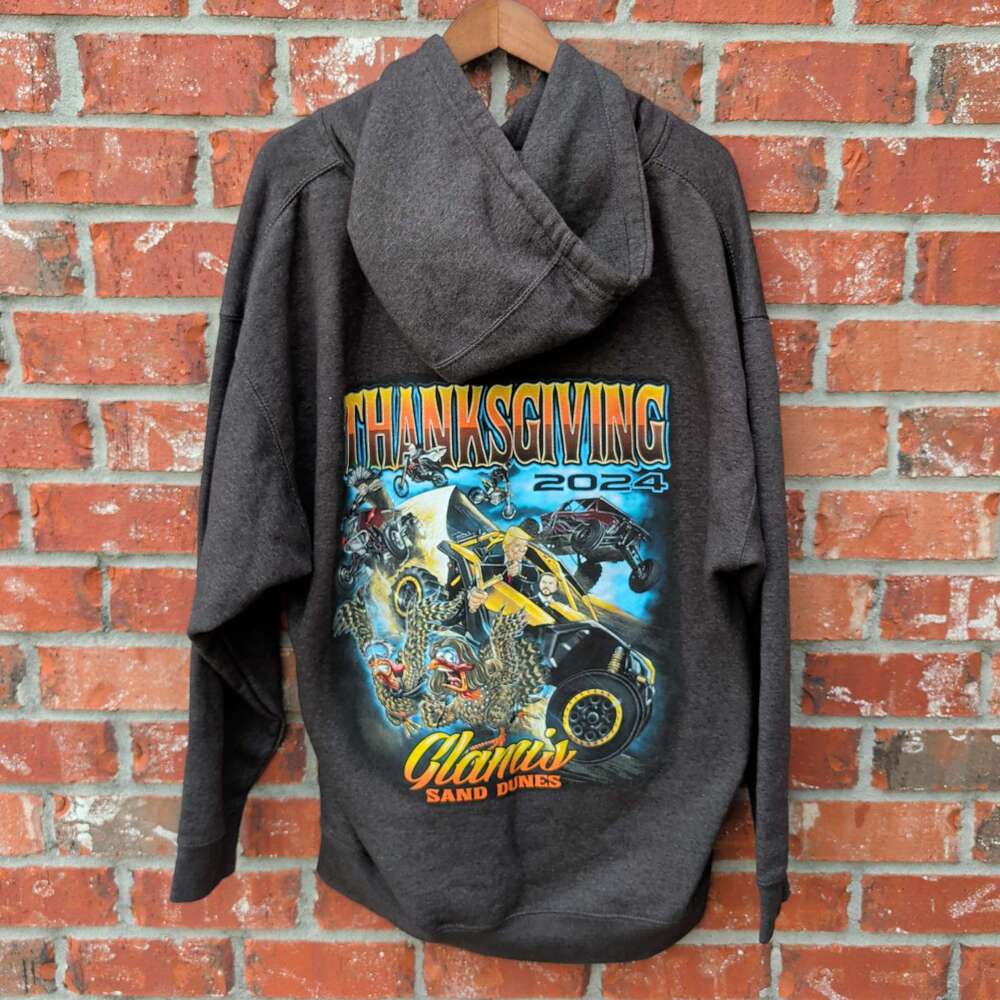 Thanksgiving Glamis Sand Dunes 2024 Hoodie Mens L Gray Sand Rail Graphic
